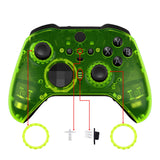 eXtremeRate Clear Lime Green Faceplate Cover, Front Housing Shell Case Replacement Kit for Xbox One Elite Series 2 Controller Model 1797 and Core Model 1797 - Thumbstick Accent Rings Included - ELM509