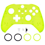 eXtremeRate Clear Lime Green Faceplate Cover, Front Housing Shell Case Replacement Kit for Xbox One Elite Series 2 Controller Model 1797 and Core Model 1797 - Thumbstick Accent Rings Included - ELM509