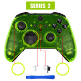 eXtremeRate Clear Lime Green Faceplate Cover, Front Housing Shell Case Replacement Kit for Xbox One Elite Series 2 Controller Model 1797 and Core Model 1797 - Thumbstick Accent Rings Included - ELM509