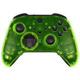 eXtremeRate Clear Lime Green Faceplate Cover, Front Housing Shell Case Replacement Kit for Xbox One Elite Series 2 Controller Model 1797 and Core Model 1797 - Thumbstick Accent Rings Included - ELM509