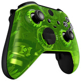 eXtremeRate Clear Lime Green Faceplate Cover, Front Housing Shell Case Replacement Kit for Xbox One Elite Series 2 Controller Model 1797 and Core Model 1797 - Thumbstick Accent Rings Included - ELM509