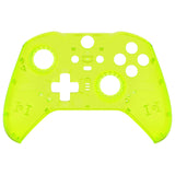 eXtremeRate Clear Lime Green Faceplate Cover, Front Housing Shell Case Replacement Kit for Xbox One Elite Series 2 Controller Model 1797 and Core Model 1797 - Thumbstick Accent Rings Included - ELM509