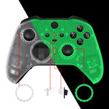 eXtremeRate Glow in Dark - Green Faceplate Cover, Front Housing Shell Case Replacement Kit for Xbox One Elite Series 2 Controller Model 1797 and Core Model 1797 - Thumbstick Accent Rings Included - ELM511