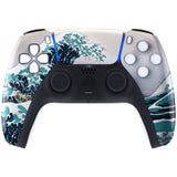 eXtremeRate Replacement Front Housing Shell with Touch Pad Cover for PS5 Controller BDM-010/020/030/040/050/060 - The Great Wave Pattern - ZPFT1006G4
