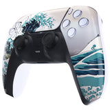 eXtremeRate Replacement Front Housing Shell with Touch Pad Cover for PS5 Controller BDM-010/020/030/040/050/060 - The Great Wave Pattern - ZPFT1006G4