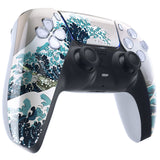 eXtremeRate Replacement Front Housing Shell with Touch Pad Cover for PS5 Controller BDM-010/020/030/040/050/060 - The Great Wave Pattern - ZPFT1006G4