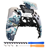 eXtremeRate Replacement Front Housing Shell with Touch Pad Cover for PS5 Controller BDM-010/020/030/040/050/060 - The Great Wave Pattern - ZPFT1006G4