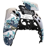 eXtremeRate Replacement Front Housing Shell with Touch Pad Cover for PS5 Controller BDM-010/020/030/040/050/060 - The Great Wave Pattern - ZPFT1006G4