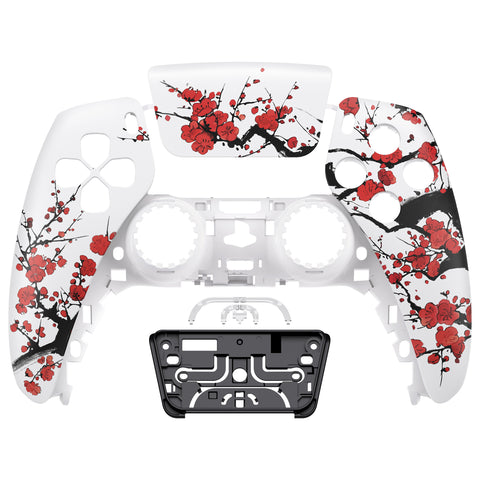 eXtremeRate Replacement Front Housing Shell with Touch Pad Cover for PS5 Controller BDM-010/020/030/040/050/060 - Winter Blossom - ZPFT1108G4