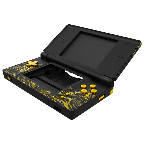 eXtremeRate The Great GOLDEN Wave Off Kanagawa - Black Replacement Full Housing Shell for Nintendo DS Lite, Custom Handheld Console Case Cover with Buttons, Screen Lens for Nintendo DS Lite NDSL - Console NOT Included - DSLT1002