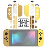 eXtremeRate Replacement Full Set Shell Case with Buttons & Wrist Strap Cover for Joycon of NS Switch - Monsters Brown & Yellow - CP340