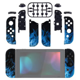 eXtremeRate Soft Touch Grip Blue Flame Handheld Controller Housing With Full Set Buttons DIY Replacement Shell Case for NS Switch JoyCon & OLED JoyCon - Console Shell NOT Included - CT101