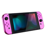 eXtremeRate Chrome Pink Glossy Joycon Handheld Controller Housing with Full Set Buttons, DIY Replacement Shell Case for NS Switch JoyCon & OLED JoyCon - Console Shell NOT Included - CD406