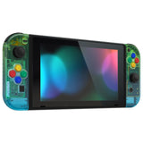 eXtremeRate Gradient Translucent Green Blue Joycon Handheld Controller Housing with Full Set Buttons, DIY Replacement Shell Case for NS Switch JoyCon & OLED JoyCon - Console Shell NOT Included - CP338