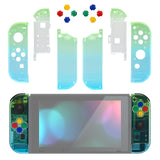 eXtremeRate Gradient Translucent Green Blue Joycon Handheld Controller Housing with Full Set Buttons, DIY Replacement Shell Case for NS Switch JoyCon & OLED JoyCon - Console Shell NOT Included - CP338