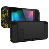 eXtremeRate The Great GOLDEN Wave Off Kanagawa - Black Effect Joycon Handheld Controller Housing with Buttons, DIY Replacement Shell Case for NS Switch JoyCon & OLED JoyCon – Joycon and Console NOT Included - CT119