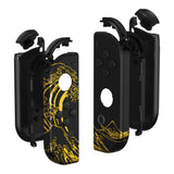 eXtremeRate The Great GOLDEN Wave Off Kanagawa - Black Effect Joycon Handheld Controller Housing with Buttons, DIY Replacement Shell Case for NS Switch JoyCon & OLED JoyCon – Joycon and Console NOT Included - CT119