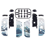 eXtremeRate The Great Wave Patterned Joycon Handheld Controller Housing with Full Set Buttons, Soft Touch Grip DIY Replacement Shell Case for NS Switch JoyCon & OLED JoyCon - Console Shell NOT Included - CT106