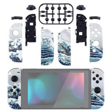 eXtremeRate The Great Wave Patterned Joycon Handheld Controller Housing with Full Set Buttons, Soft Touch Grip DIY Replacement Shell Case for NS Switch JoyCon & OLED JoyCon - Console Shell NOT Included - CT106