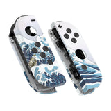 eXtremeRate The Great Wave Patterned Joycon Handheld Controller Housing with Full Set Buttons, Soft Touch Grip DIY Replacement Shell Case for NS Switch JoyCon & OLED JoyCon - Console Shell NOT Included - CT106