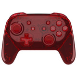 eXtremeRate Crystal Clear Red Faceplate Backplate Handles for NS Switch Pro Controller - Controller NOT Included - FRP364