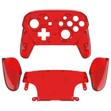 eXtremeRate Crystal Clear Red Faceplate Backplate Handles for NS Switch Pro Controller - Controller NOT Included - FRP364