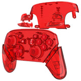 eXtremeRate Crystal Clear Red Faceplate Backplate Handles for NS Switch Pro Controller - Controller NOT Included - FRP364