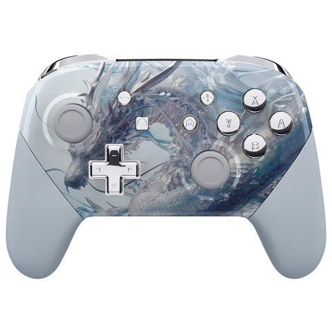 eXtremeRate Crystal Dragon Faceplate Backplate Handles for NS Switch Pro Controller - Controller NOT Included - FRT110