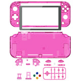 eXtremeRate Crystal Clear Candy Pink DIY Replacement Shell for NS Switch Lite, NSL Handheld Controller Housing with Screen Protector, Custom Case Cover for NS Switch Lite - DLP331