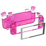 eXtremeRate Crystal Clear Candy Pink DIY Replacement Shell for NS Switch Lite, NSL Handheld Controller Housing with Screen Protector, Custom Case Cover for NS Switch Lite - DLP331