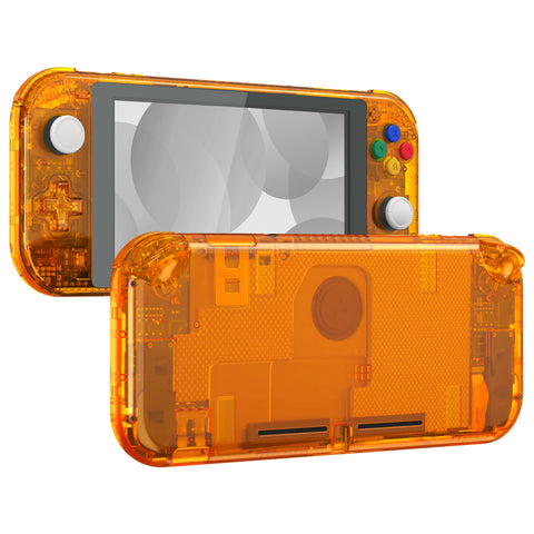 eXtremeRate Crystal Clear Orange DIY Replacement Shell for NS Switch Lite, NSL Handheld Controller Housing with Screen Protector, Custom Case Cover for NS Switch Lite - DLP330