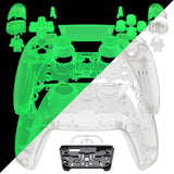 eXtremeRate Full Set Housing Shell with Action Buttons Touchpad Cover, Glow in Dark - Green Replacement Decorative Trim Shell Front Back Plates Compatible with ps5 Controller BDM-030/040/050 - QPFM5009G3