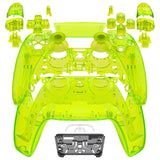 eXtremeRate Full Set Housing Shell with Action Buttons Touchpad Cover, Clear Lime Green Replacement Decorative Trim Shell Front Back Plates Compatible with ps5 Controller BDM-030/040/050 - QPFM5010G3