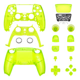 eXtremeRate Full Set Housing Shell with Action Buttons Touchpad Cover, Clear Lime Green Replacement Decorative Trim Shell Front Back Plates Compatible with ps5 Controller BDM-030/040/050 - QPFM5010G3