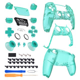 eXtremeRate Full Set Housing Shell with Action Buttons Touchpad Cover, Emerald Green Replacement Decorative Trim Shell Front Back Plates Compatible with ps5 Controller BDM-030/040/050 - QPFM5008G3