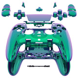 eXtremeRate Chameleon Green Purple Full Set Housing Shell with Buttons Touchpad Cover Compatible with ps5 Edge Controller, Custom Replacement Decorative Trim Shell Front Back Plates Compatible with ps5 Edge Controller - QRHEGP010