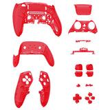 eXtremeRate Clear Red Full Set Housing Shell with Buttons Touchpad Cover Compatible with ps5 Edge Controller, Custom Replacement Decorative Trim Shell Front Back Plates Compatible with ps5 Edge Controller - QRHEGM006