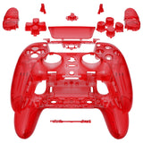 eXtremeRate Clear Red Full Set Housing Shell with Buttons Touchpad Cover Compatible with ps5 Edge Controller, Custom Replacement Decorative Trim Shell Front Back Plates Compatible with ps5 Edge Controller - QRHEGM006