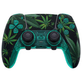 eXtremeRate Green Weeds Full Set Housing Shell with Buttons Touchpad Cover Compatible with ps5 Edge Controller, Custom Replacement Decorative Trim Shell Front Back Plates Compatible with ps5 Edge Controller - QRHEGT008