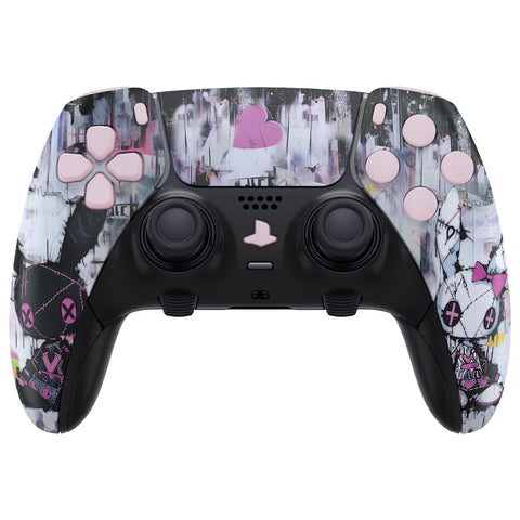 eXtremeRate Lovely Punky Bunny Full Set Housing Shell with Buttons Touchpad Cover Compatible with ps5 Edge Controller, Custom Replacement Decorative Trim Shell Front Back Plates Compatible with ps5 Edge Controller - QRHEGT010