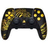 eXtremeRate The Great GOLDEN Wave Off Kanagawa - Black Full Set Housing Shell with Buttons Touchpad Cover Compatible with ps5 Edge Controller, Custom Replacement Decorative Trim Shell Front Back Plates Compatible with ps5 Edge Controller - QRHEGT009