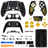 eXtremeRate The Great GOLDEN Wave Off Kanagawa - Black Full Set Housing Shell with Buttons Touchpad Cover Compatible with ps5 Edge Controller, Custom Replacement Decorative Trim Shell Front Back Plates Compatible with ps5 Edge Controller - QRHEGT009