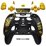 eXtremeRate The Great GOLDEN Wave Off Kanagawa - Black Full Set Housing Shell with Buttons Touchpad Cover Compatible with ps5 Edge Controller, Custom Replacement Decorative Trim Shell Front Back Plates Compatible with ps5 Edge Controller - QRHEGT009