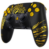 eXtremeRate The Great GOLDEN Wave Off Kanagawa - Black Full Set Housing Shell with Buttons Touchpad Cover Compatible with ps5 Edge Controller, Custom Replacement Decorative Trim Shell Front Back Plates Compatible with ps5 Edge Controller - QRHEGT009