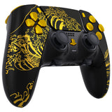 eXtremeRate The Great GOLDEN Wave Off Kanagawa - Black Full Set Housing Shell with Buttons Touchpad Cover Compatible with ps5 Edge Controller, Custom Replacement Decorative Trim Shell Front Back Plates Compatible with ps5 Edge Controller - QRHEGT009