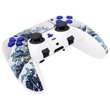 eXtremeRate The Great Wave Full Set Housing Shell with Buttons Touchpad Cover Compatible with ps5 Edge Controller, Custom Replacement Decorative Trim Shell Front Back Plates Compatible with ps5 Edge Controller - QRHEGT003