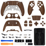 eXtremeRate Wood Grain Full Set Housing Shell with Buttons Touchpad Cover Compatible with ps5 Edge Controller, Custom Replacement Decorative Trim Shell Front Back Plates Compatible with ps5 Edge Controller - QRHEGS002