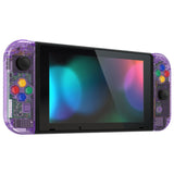 eXtremeRate Crystal Clear Atomic Purple Back Plate for NS Switch Console, NS Joycon Handheld Controller Housing with Full Set Buttons, DIY Replacement Shell for Nintendo Switch - QP353