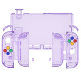 eXtremeRate Crystal Clear Atomic Purple Back Plate for NS Switch Console, NS Joycon Handheld Controller Housing with Full Set Buttons, DIY Replacement Shell for Nintendo Switch - QP353