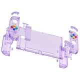 eXtremeRate Crystal Clear Atomic Purple Back Plate for NS Switch Console, NS Joycon Handheld Controller Housing with Full Set Buttons, DIY Replacement Shell for Nintendo Switch - QP353